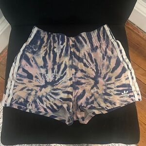 Adidas Women's Athletic Tie-Dye Shorts - Blue and Pink